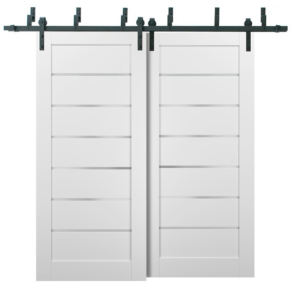 Sartodoors Barn Bypass Interior Door, 56" x 80", White QUADRO4117BBB-WS-56